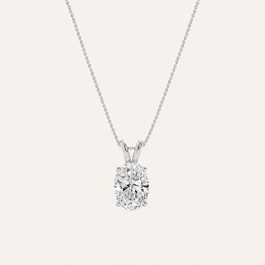 2CT Oval Cut Lab Grown Diamond Split Bale Pendant Necklace