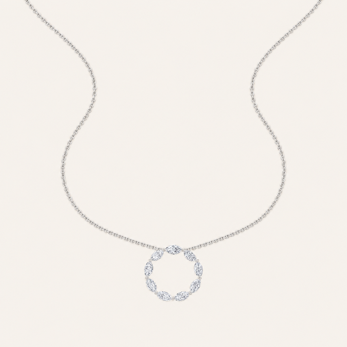 2CT Marquise Cut Lab Grown Diamond Circle Pendant Necklace