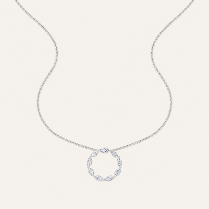 2CT Marquise Cut Lab Grown Diamond Circle Pendant Necklace