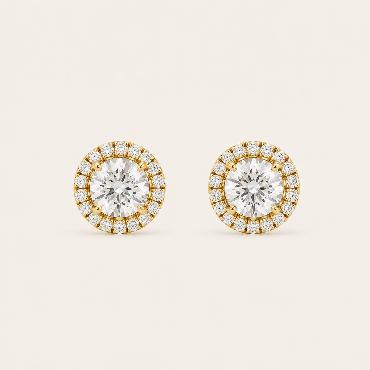 1.5CT Round Cut Lab Grown Diamond Halo Stud Earrings