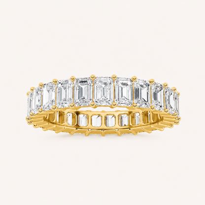 3.45 Ct Emerald Cut Lab Grown Diamond Split Prong Eternity Ring
