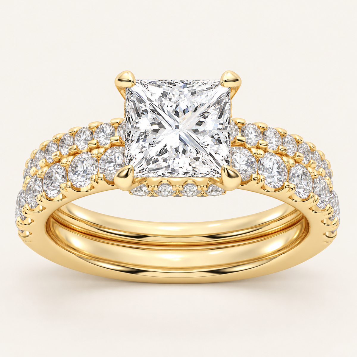 2.44 CT Princess Cut Lab Grown Diamond Bridal Set