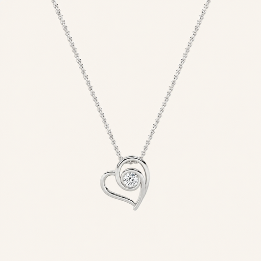 1CT Round Cut Lab Grown Diamond Pendant Heart Necklace
