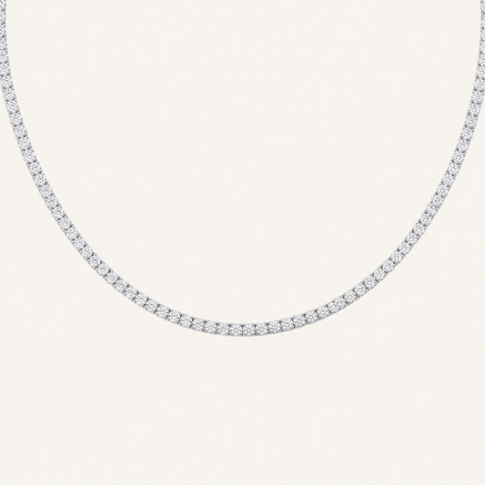 24.25CT Round Cut Lab Grown Diamond Tennis Necklace