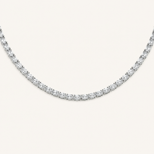 19CT Oval Cut Lab Grown Diamond Tennis Necklace