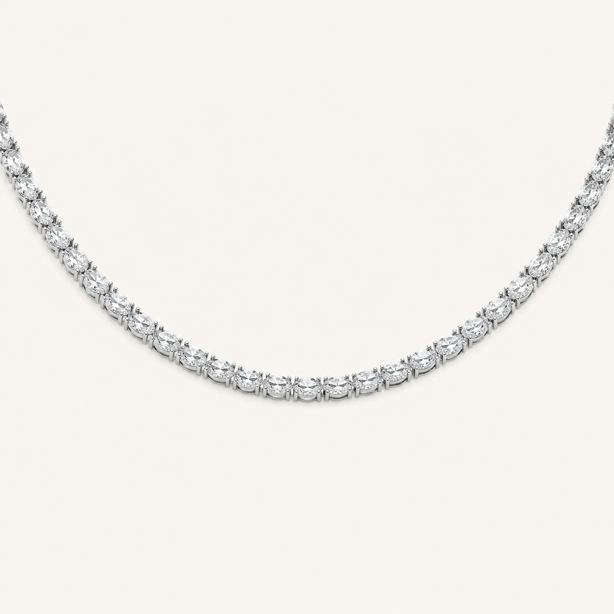 31CT Oval Cut Lab Grown Diamond Tennis Necklace