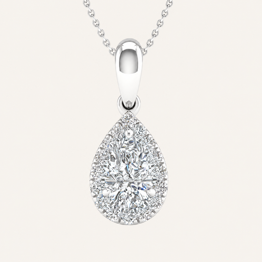 0.60CT Pear Cut Lab Grown Diamond Pendant Necklace