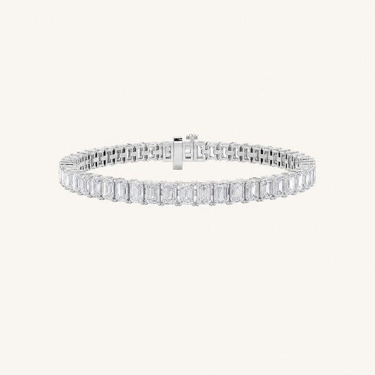 13CT Emerald Cut Lab Grown Diamond Tennis Bracelet