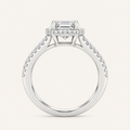 1.25CT Emerald Cut Lab Grown Diamond Halo Side Stone Ring