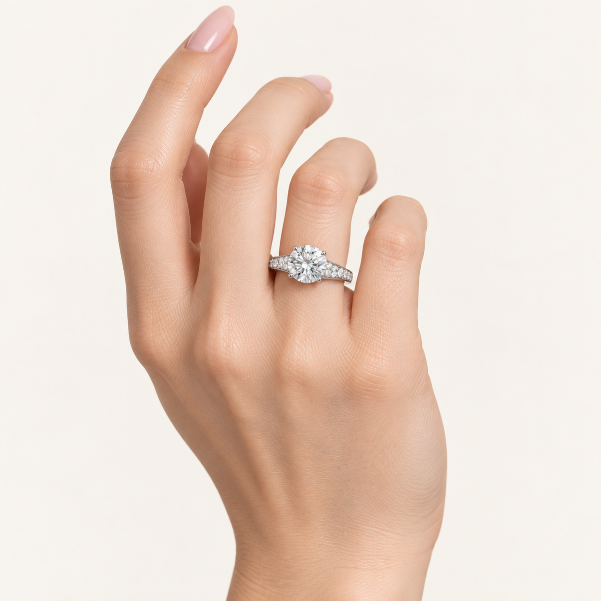 2.33 CT Round Cut Lab Grown Diamond Bridal Set Side Stone