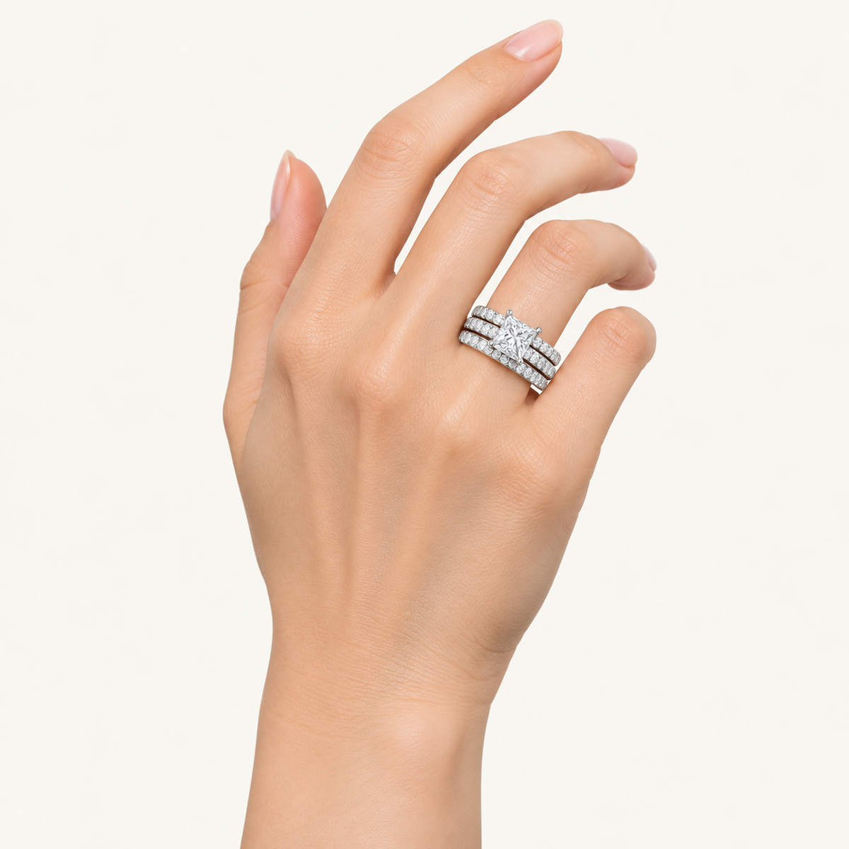 1.76 CT Princess Cut Lab Grown Diamond Band Set