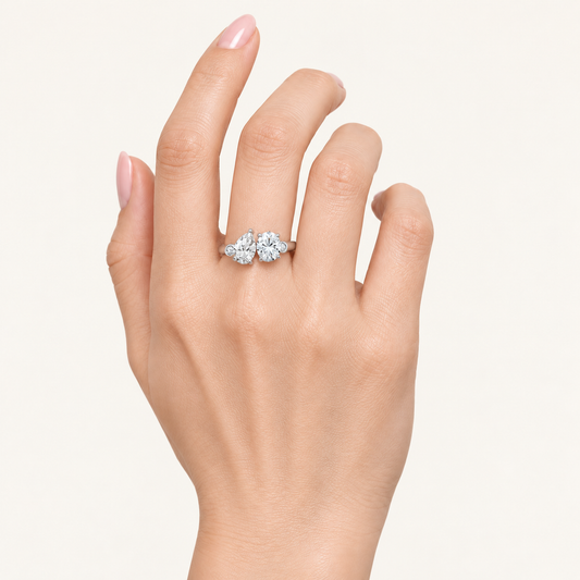 2.17 CT Pear & Oval Cut Lab Grown Diamond Toi Et Moi Ring