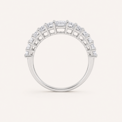 3.75 CT Emerald Cut Lab Grown Diamond Split Prong Eternity Ring