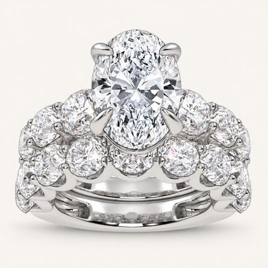 10.00CT Oval Cut Lab Grown Diamond Bridal Set Ring