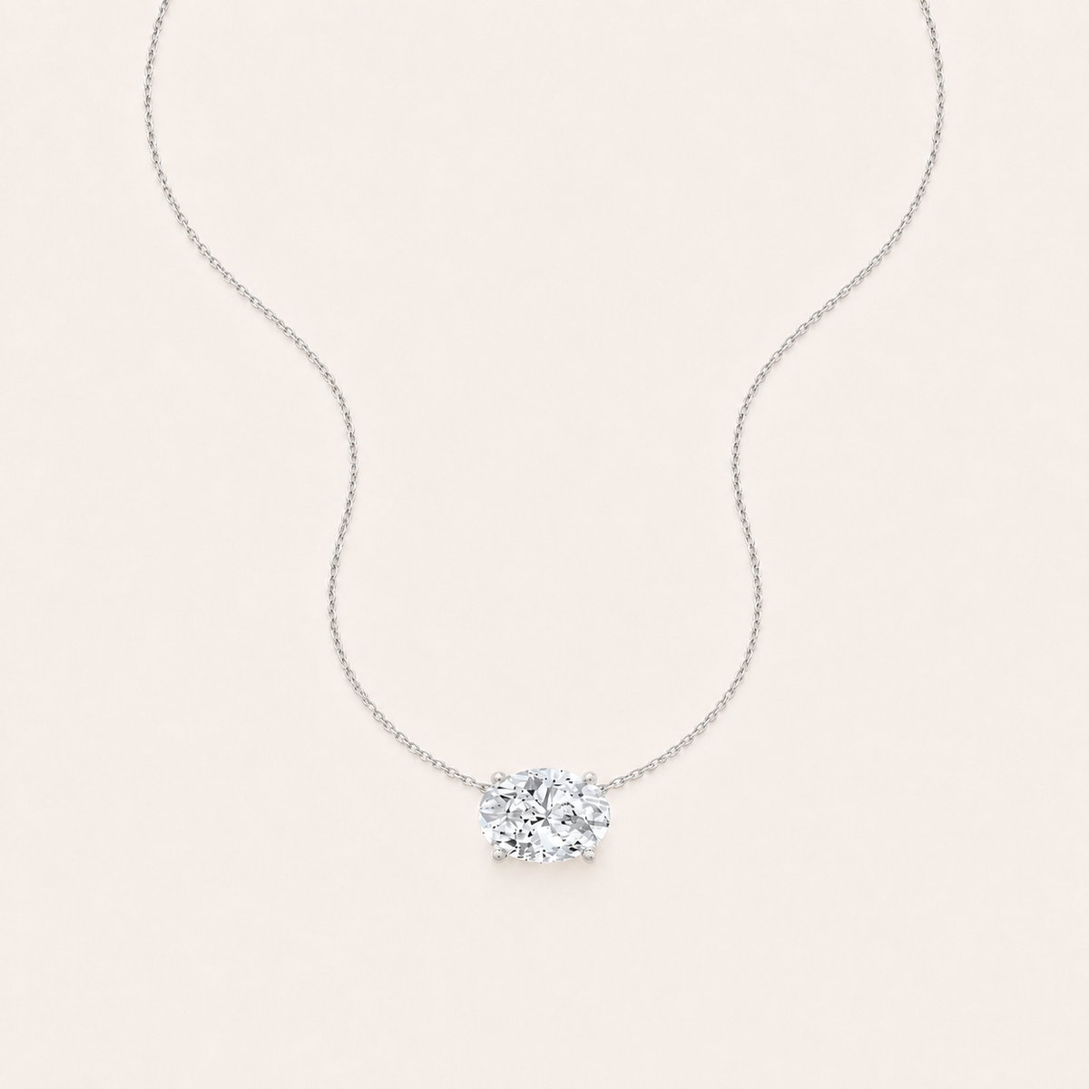 1 Ct Oval Lab Grown Diamond East West Pendant Necklace