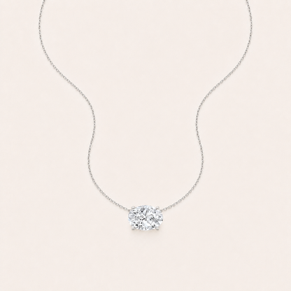 1 Ct Oval Lab Grown Diamond East West Pendant Necklace