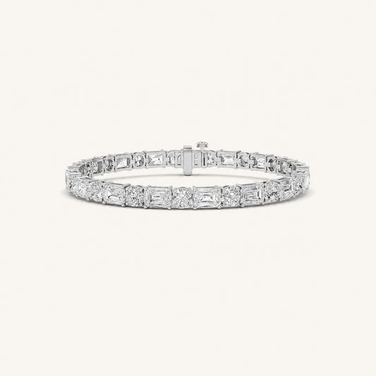 15CT Emerald And Round Cut Lab Grown Diamond Bracelet