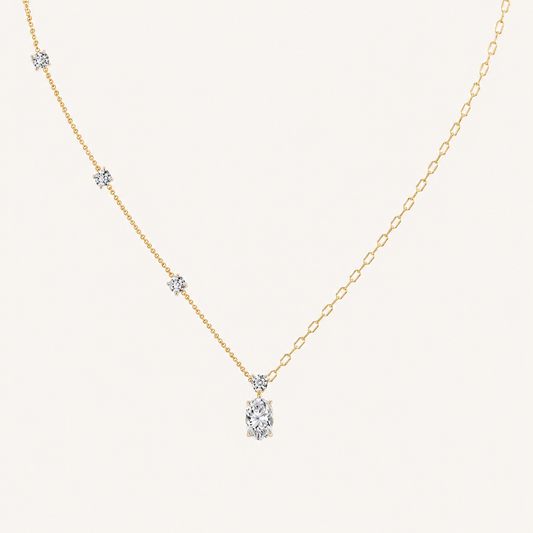 3.5CT Oval Cut Lab Grown Diamond Necklace