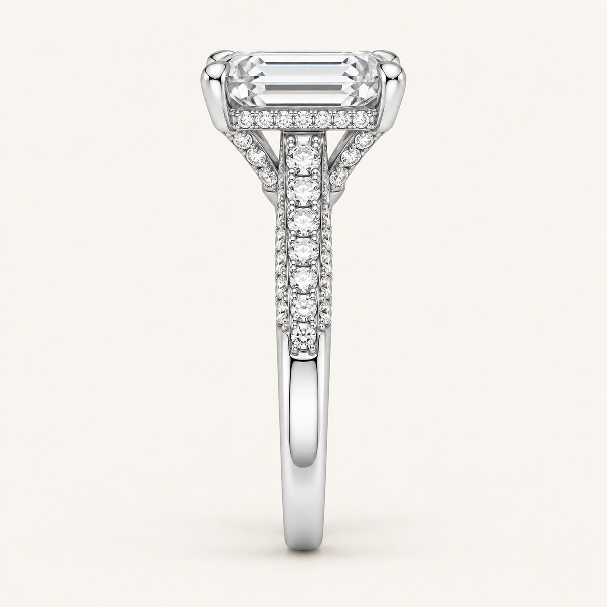 2.36 CT Emerald Cut Lab Grown Diamond Bridal Set Side Stone