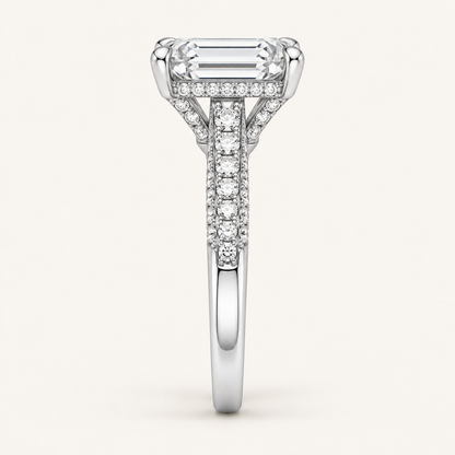2.36 CT Emerald Cut Lab Grown Diamond Bridal Set Side Stone