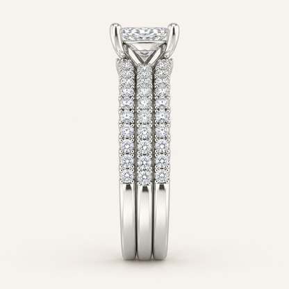 1.76 CT Princess Cut Lab Grown Diamond Band Set