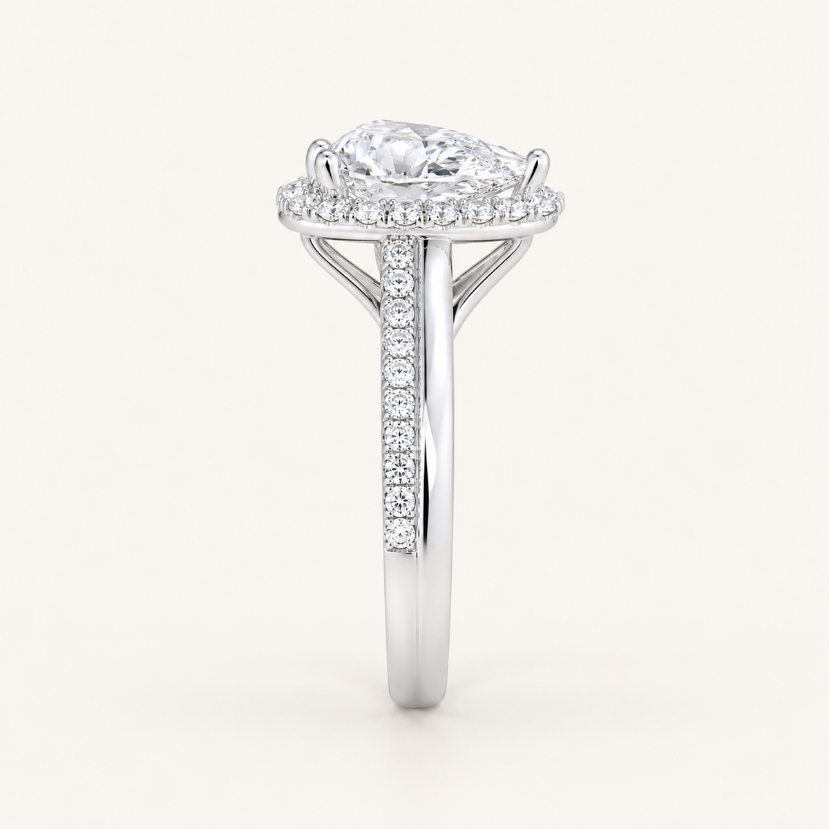 1.19 CT Pear Cut Lab Grown Diamond Halo Bridal Set