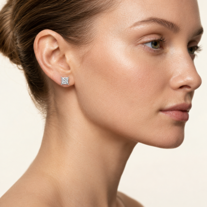 3.00 CT Princess Lab Grown Diamond Stud Earrings