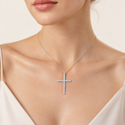 0.50CT Round Cut Certified Lab Grown Diamond Cross Pendant