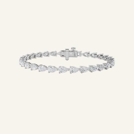 10CT Pear Cut Lab Grown Diamond Tennis Bracelet