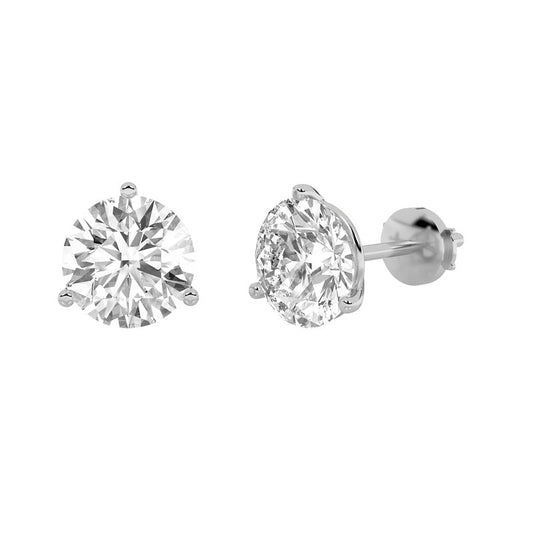 0.5CTW Round Shaped Lab Grown Diamond (G/VS) Three Prong Martini Stud Earrings in 14K Gold
