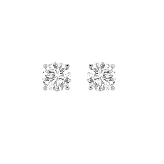 3Cttw Round Shaped Lab Grown Diamond 4 Prong Stud Earrings in 14K Gold (F/VS)