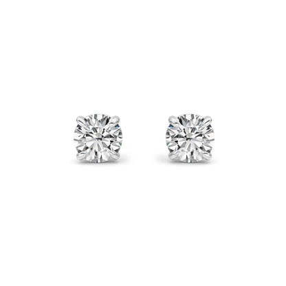 3Cttw Round Shaped Lab Grown Diamond 4 Prong Stud Earrings in 14K Gold (F/VS)