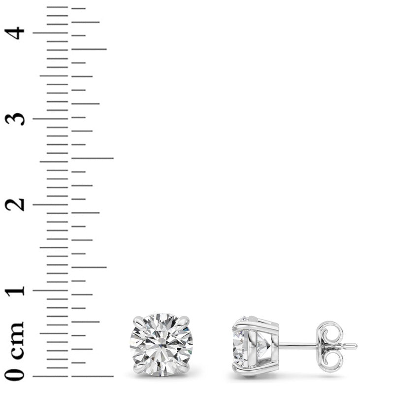 3Cttw Round Shaped Lab Grown Diamond 4 Prong Stud Earrings in 14K Gold (F/VS)