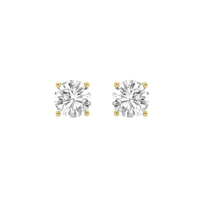 3Cttw Round Shaped Lab Grown Diamond 4 Prong Stud Earrings in 14K Gold (F/VS)