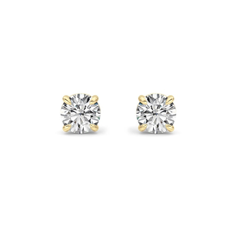 3Cttw Round Shaped Lab Grown Diamond 4 Prong Stud Earrings in 14K Gold (F/VS)