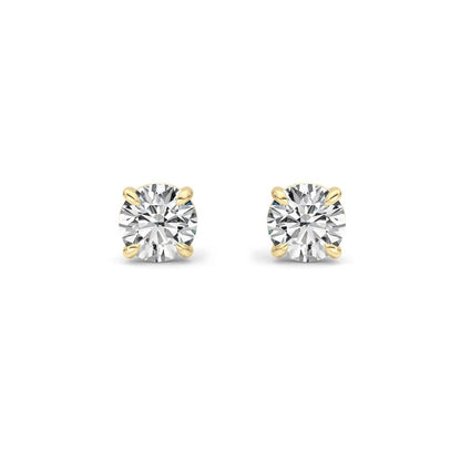 3Cttw Round Shaped Lab Grown Diamond 4 Prong Stud Earrings in 14K Gold (F/VS)