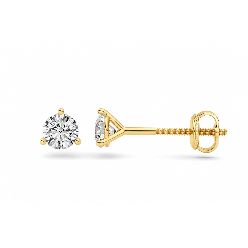 0.5CTW Round Shaped Lab Grown Diamond (F/VS) Stud Earrings in 14K Gold