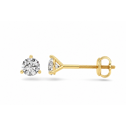 0.5CTW Round Shaped Lab Grown Diamond (F/VS) Stud Earrings in 14K Gold
