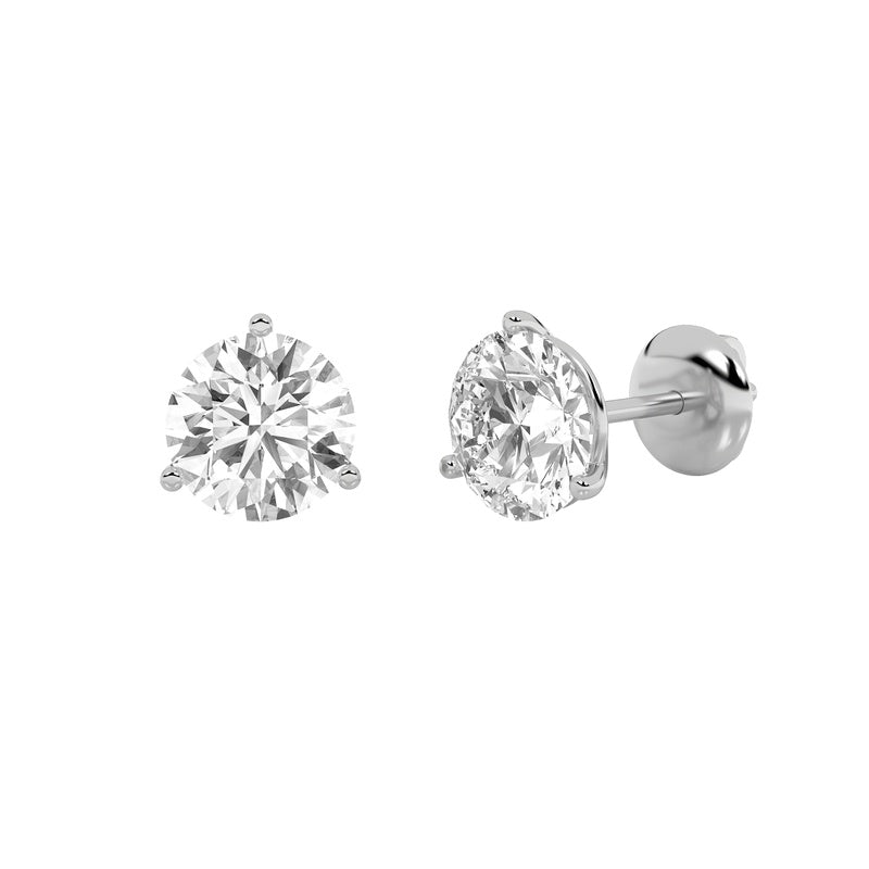1CTW Round Shaped Lab Grown Diamond (F/VS) Stud Earrings in 14K Gold