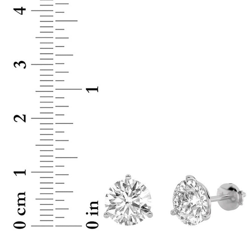 4.5CTW Round Shaped Lab Grown Diamond (F/VS) Martini Stud Earrings in 14K White Gold