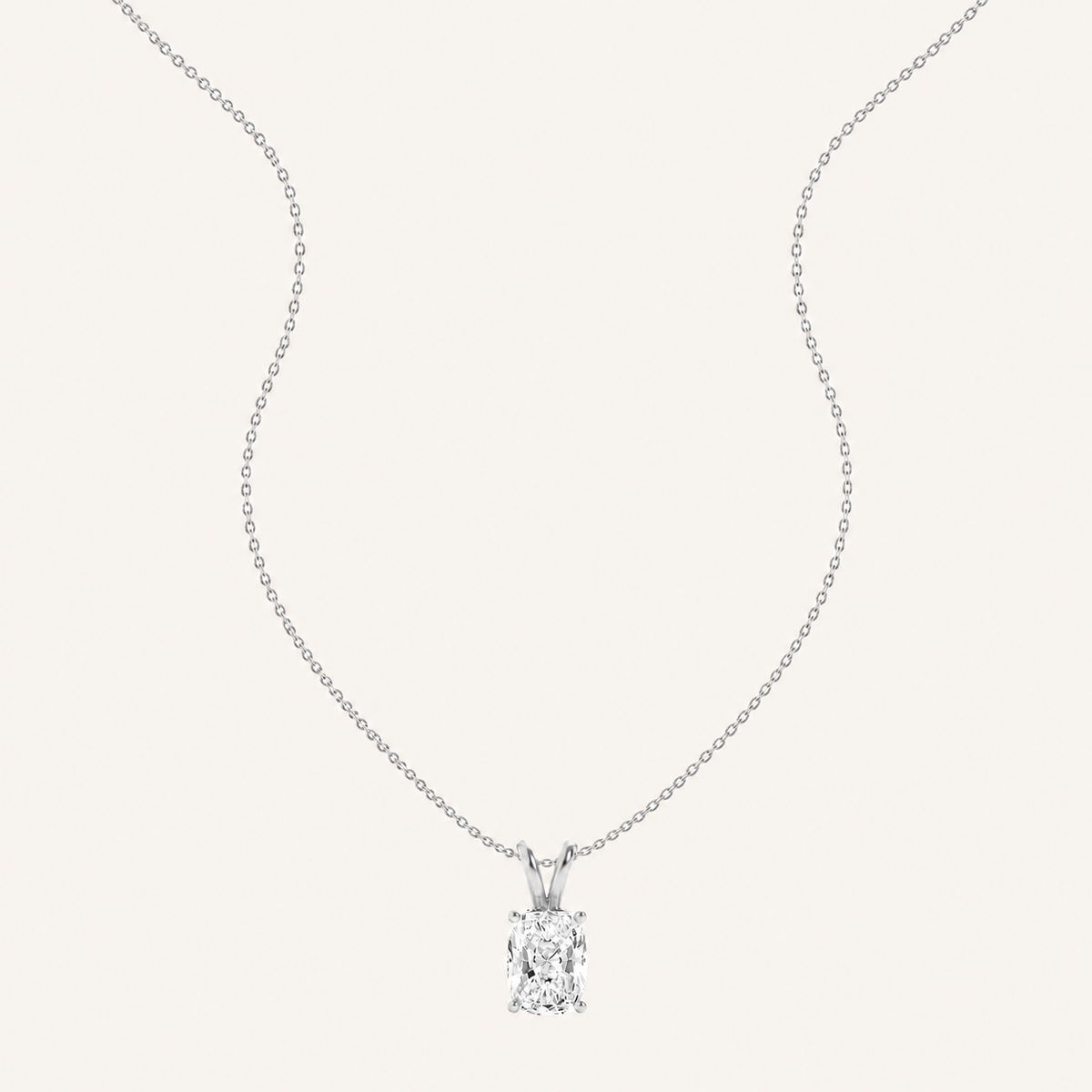 3CT Elongated Cushion Cut Lab Grown Diamond Pendant Necklace