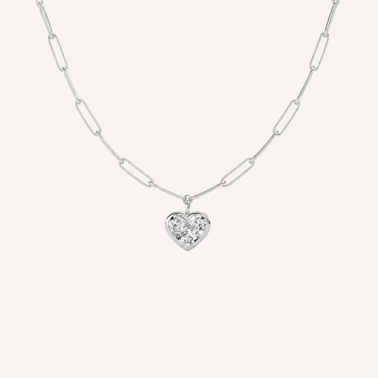 4CT Heart Cut Lab Grown Diamond Heart Shaped Pendant Necklace