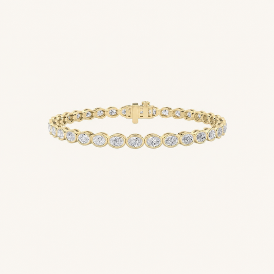 12CT Oval Cut Lab Grown Diamond East West Bezel Set Tennis Bracelet