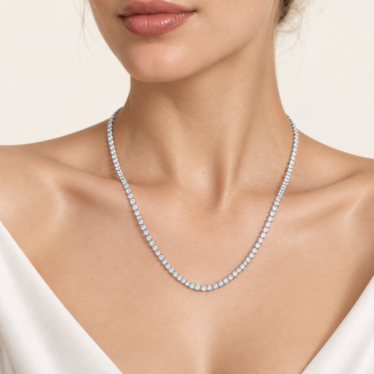 15.00CT Round Cut Lab Grown Diamond Tennis Necklace