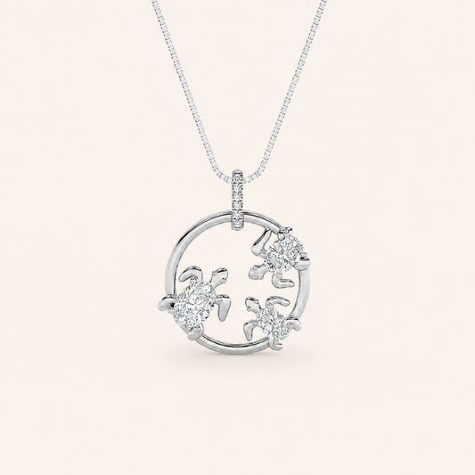 2CT Oval Cur Lab Grown Diamond Baby Tutle Pendant Necklace