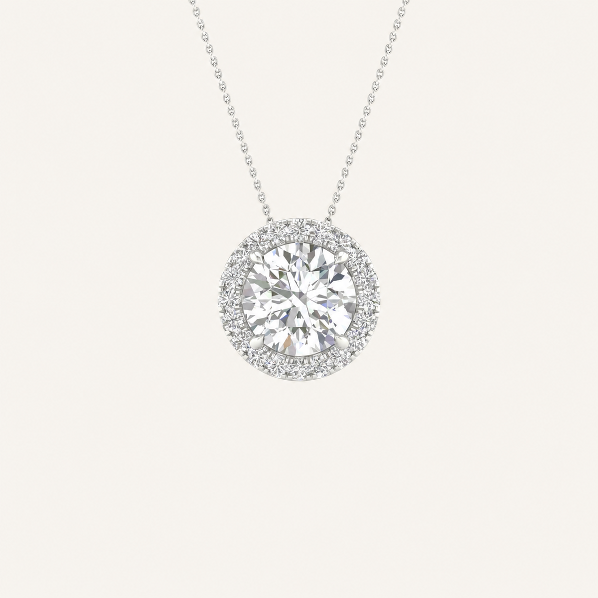 1.62CT Round Cut Certified Lab Grown Diamond Pendant