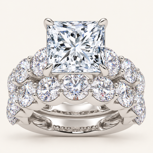 10.00CT Radiant Cut Lab Grown Diamond Bridal Set Ring