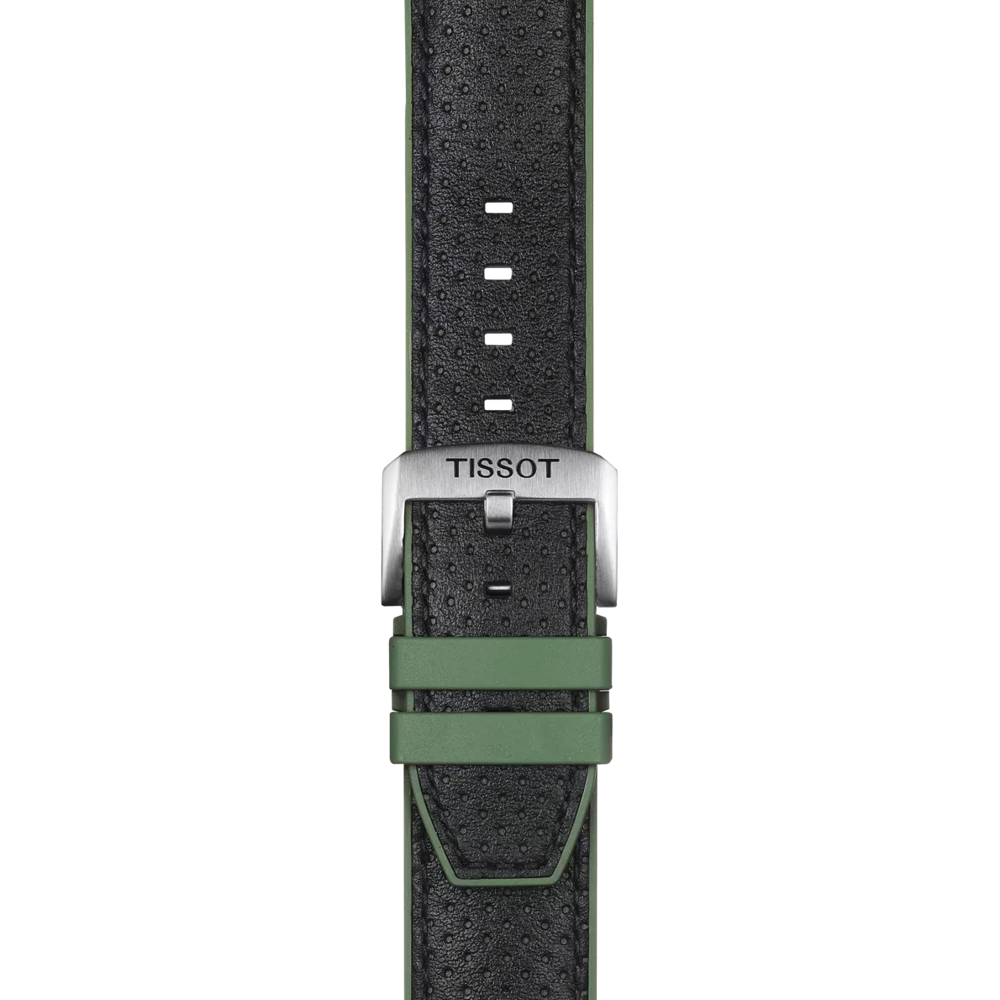 Tissot Official Green Leather and Rubber Strap Lugs 22 mm 2