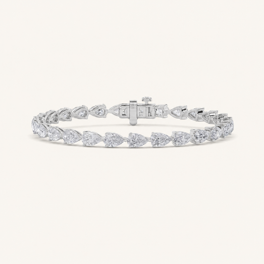 8CT Pear Cut Lab Grown Diamond Tennis Bracelet