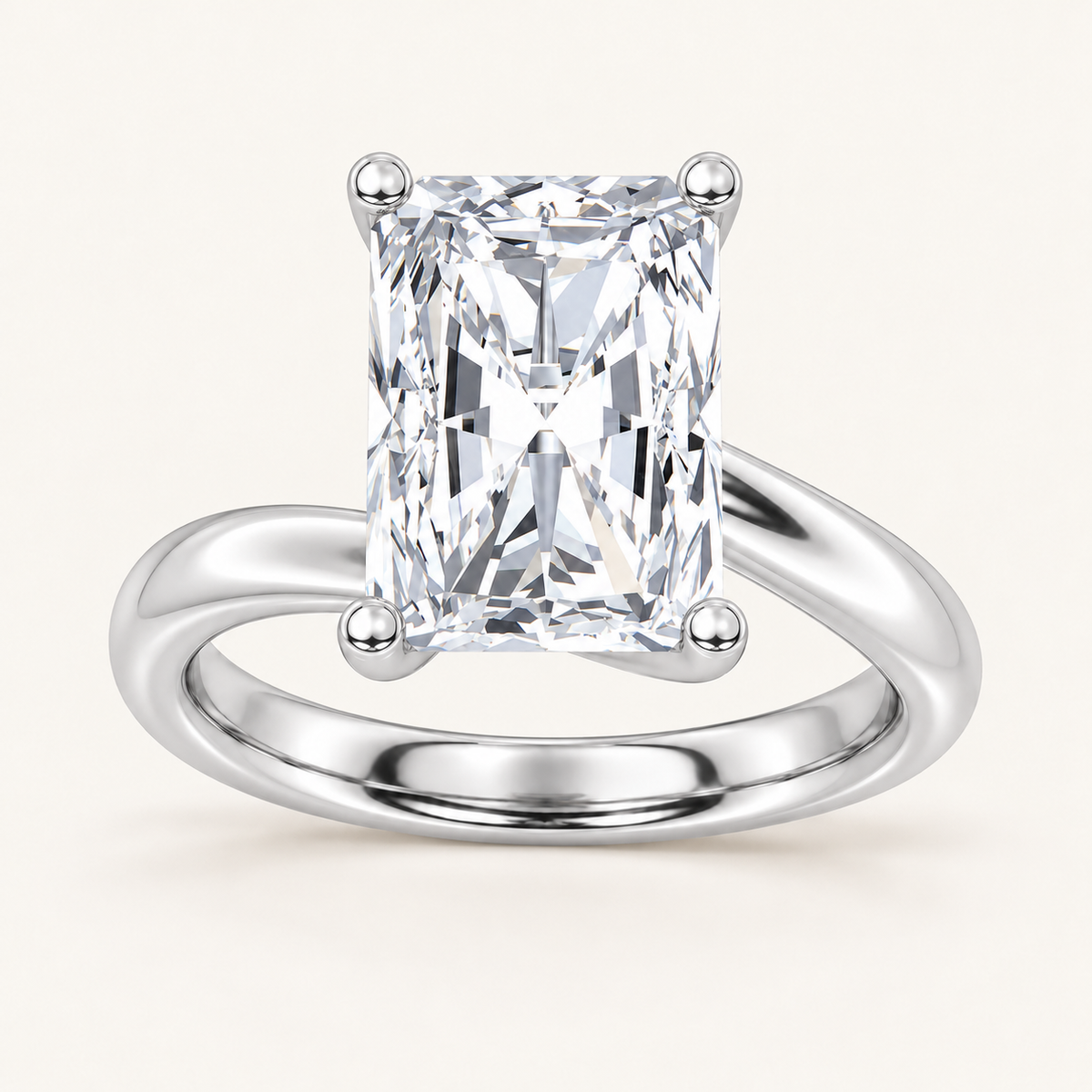 1CT Radiant Cut Lab Grown Diamond Solitaire Ring